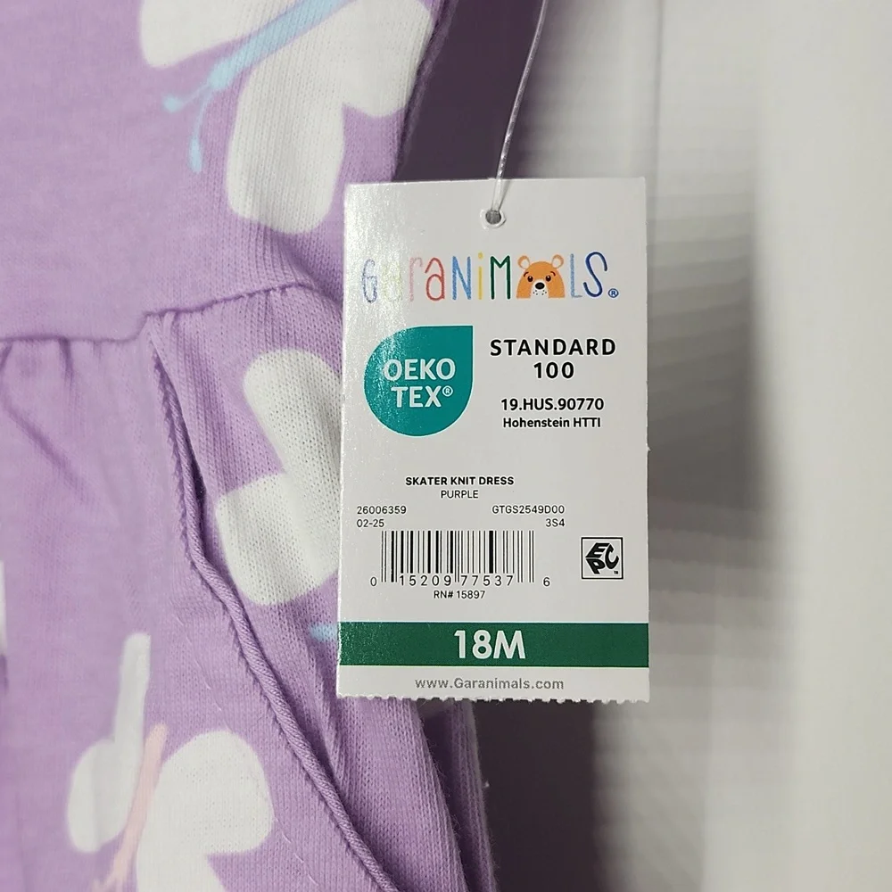 Garanimals Girls Purple Butterfly Skater Knit Dress Short Sleeve 18M NWT